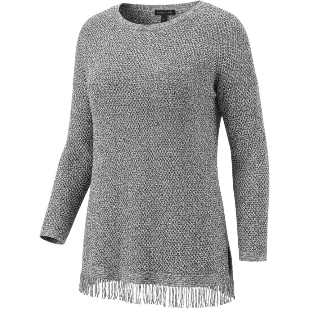 Eileen Fisher Sweater Womens Petite PS Grey Organic Linen Fringe Hem Pullover